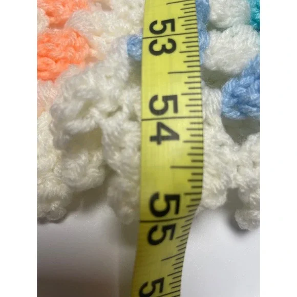 Handmade Crochet Granny Square Colorblock Floral Afghan Small Size Throw Blanket